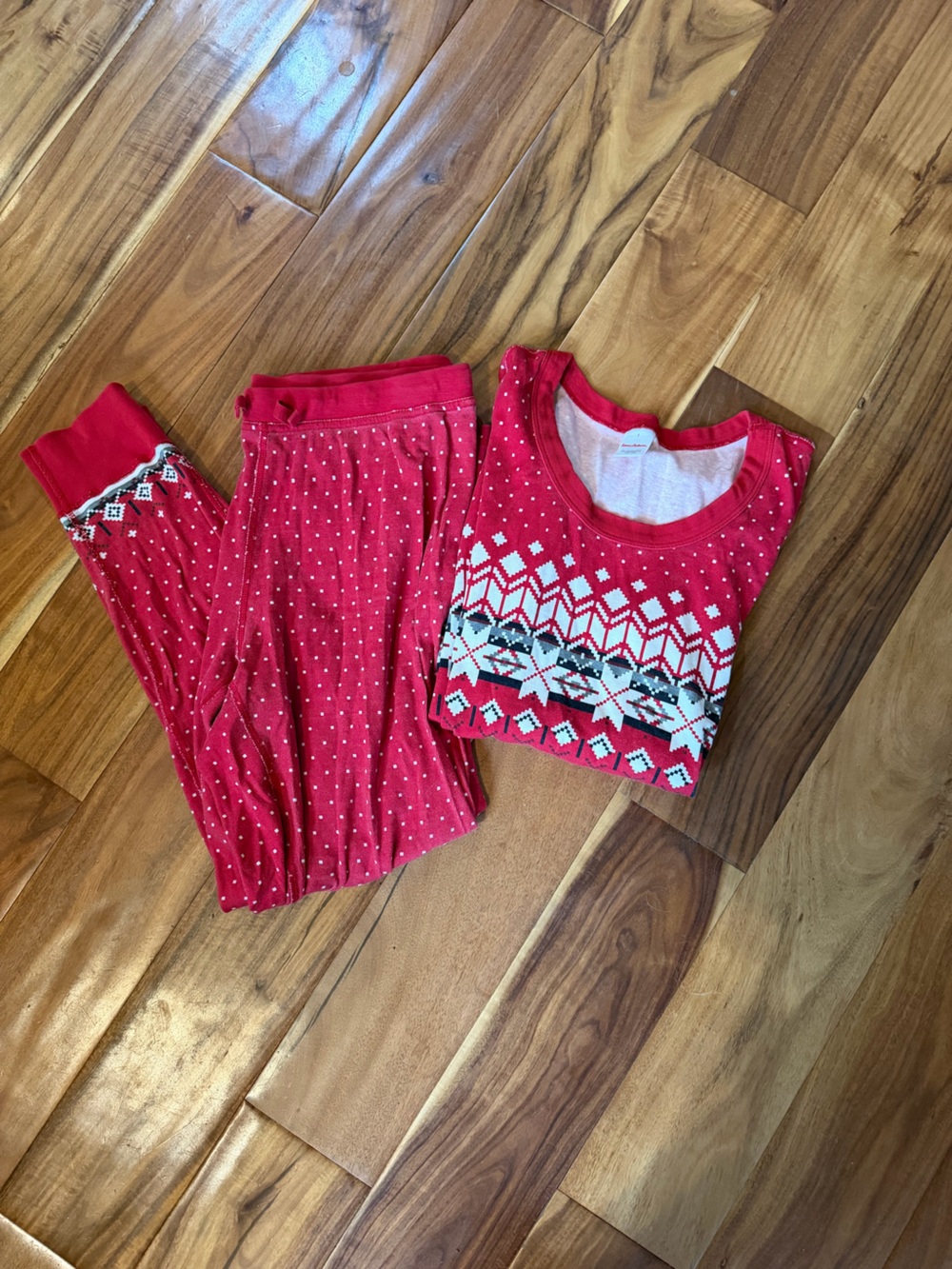 Women’s Hanna Andersson Red Fair Isle Long Sleeve Top and Pants Pajama Set